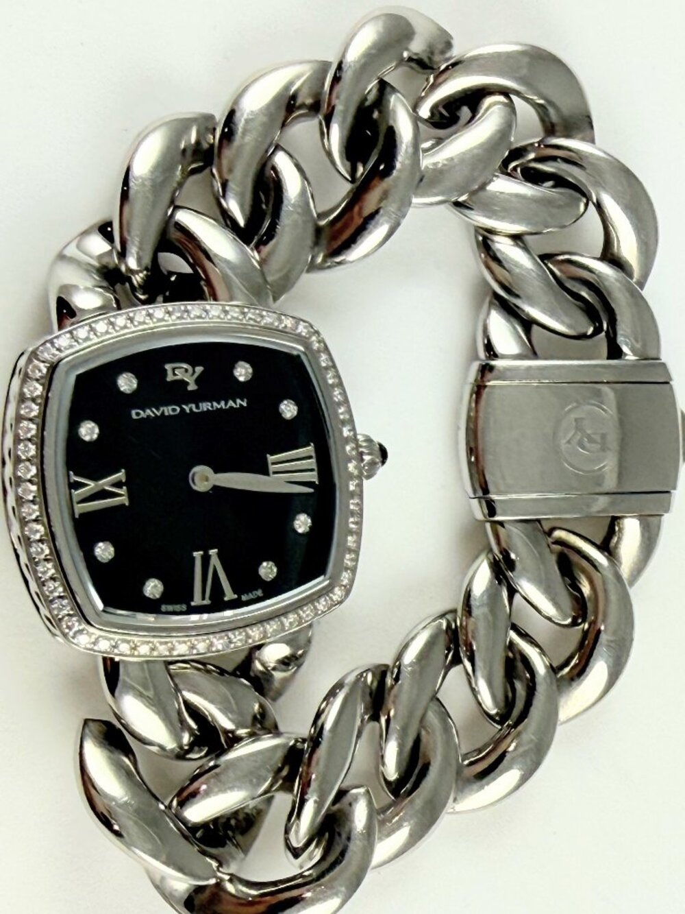DAVID YURMAN DIAMOND ALBION STAINLESS STEEL LINK WATCH